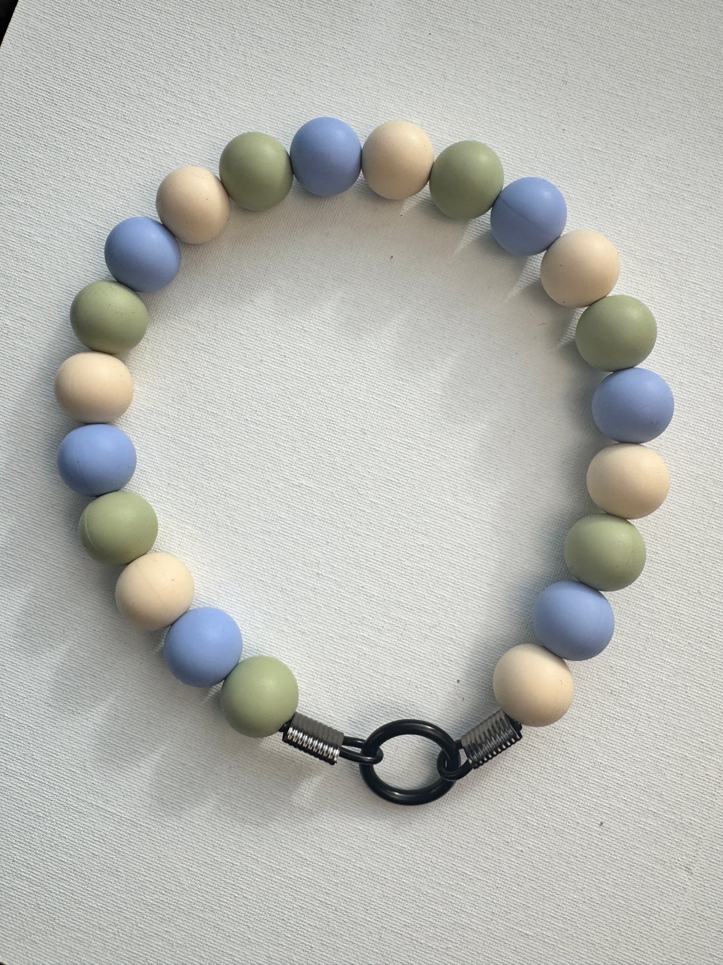 Beadworks Slip-on Dog Collar Sage and Sky