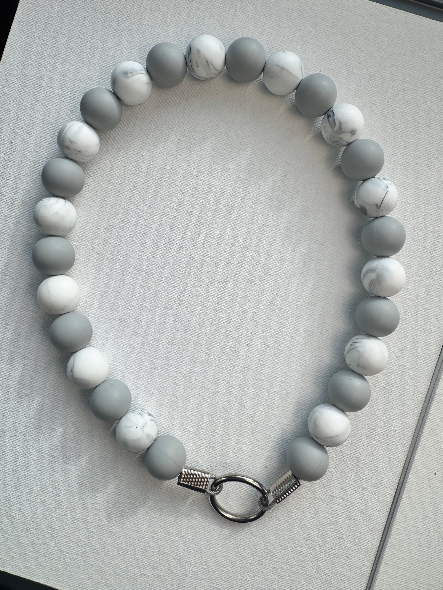 Beadworks Slip-On Dog Collar White Marble