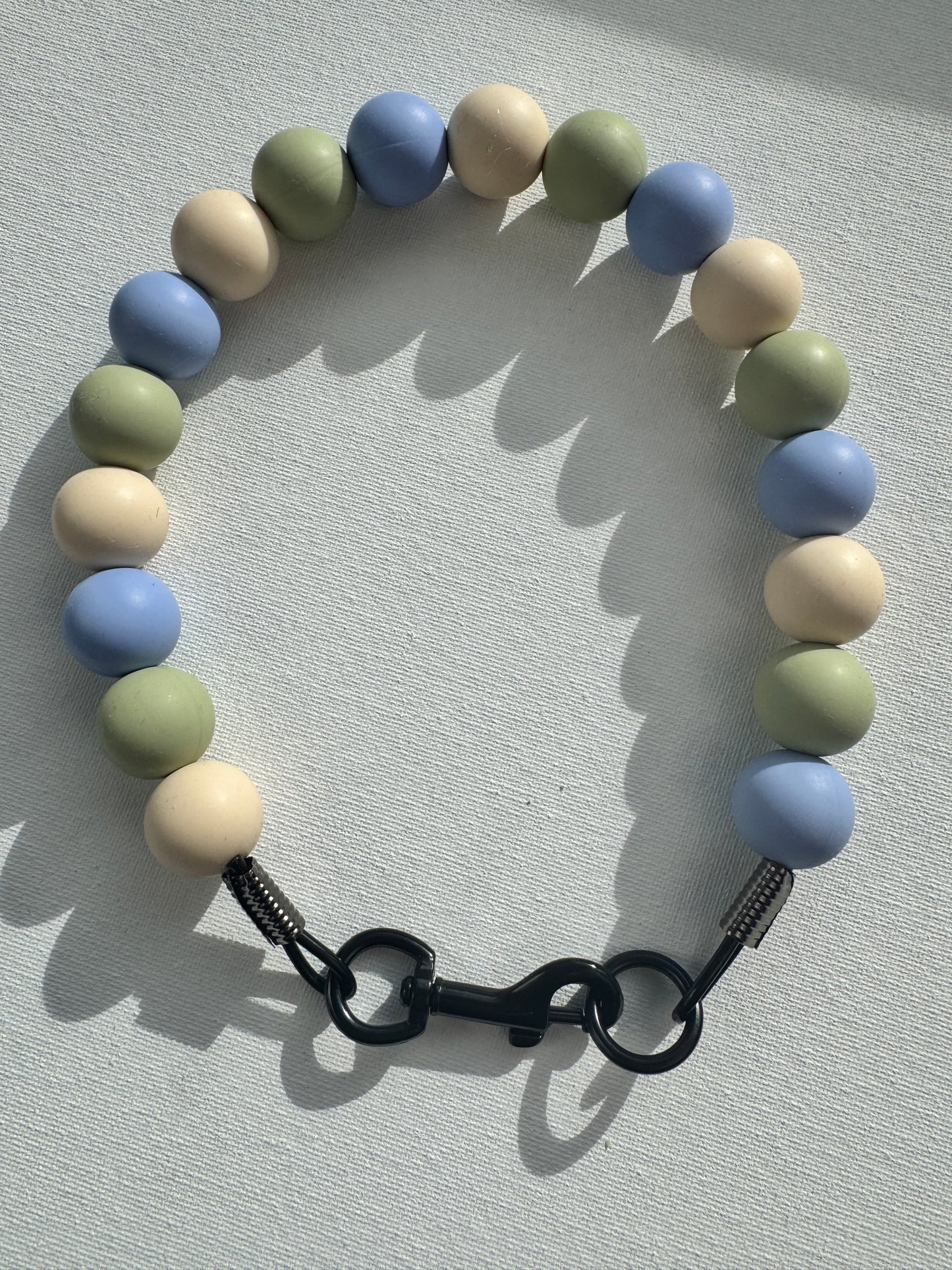 Beadworks Snap-Clasp Dog Collar Sage and Sky